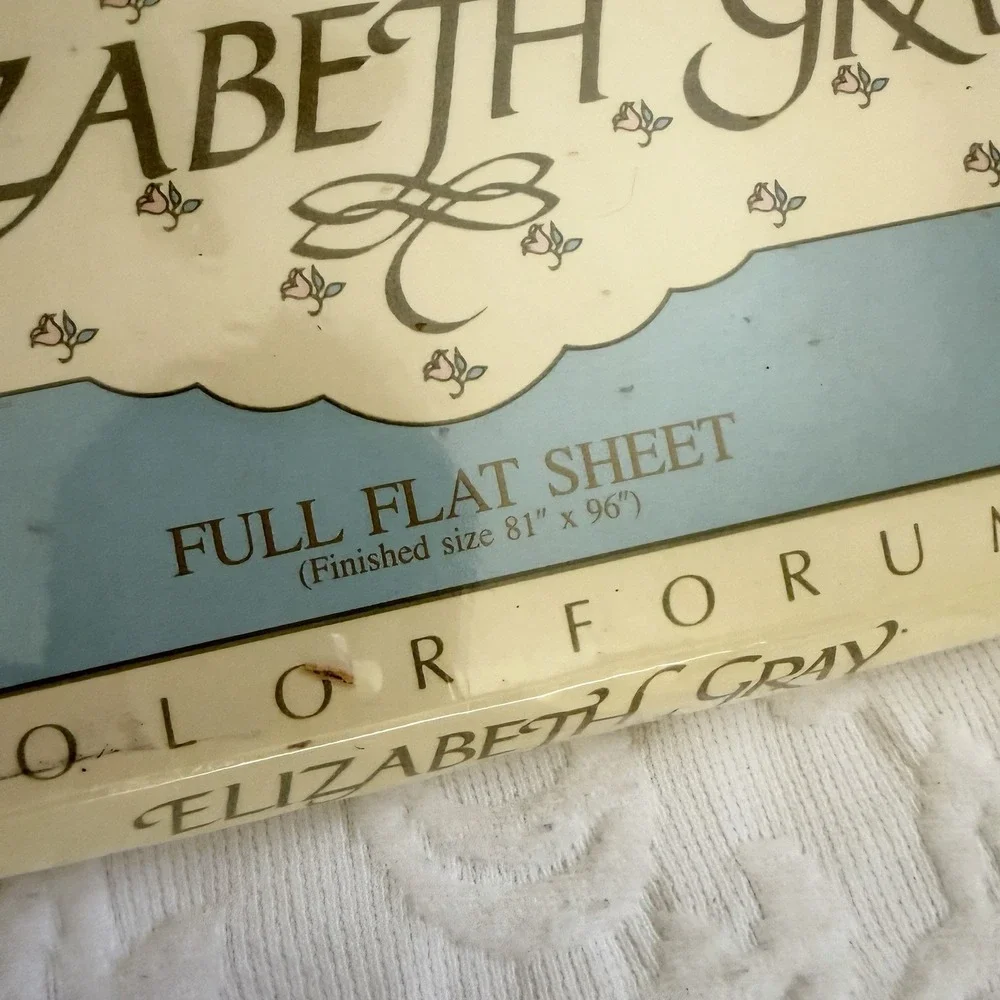 VTG Elizabeth Gray Salzburg Floral Full Flat Sheet Cottagecore Made USA 90s New